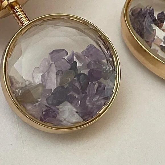 Set of 2 Keychains Amethyst Chips & Lavender Dried Flowers - Picture 8 of 12